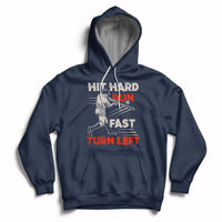 Hit Hard Run Fast Turn Left Baseball Softball Fan Player Hoodie - Wonder Print Shop