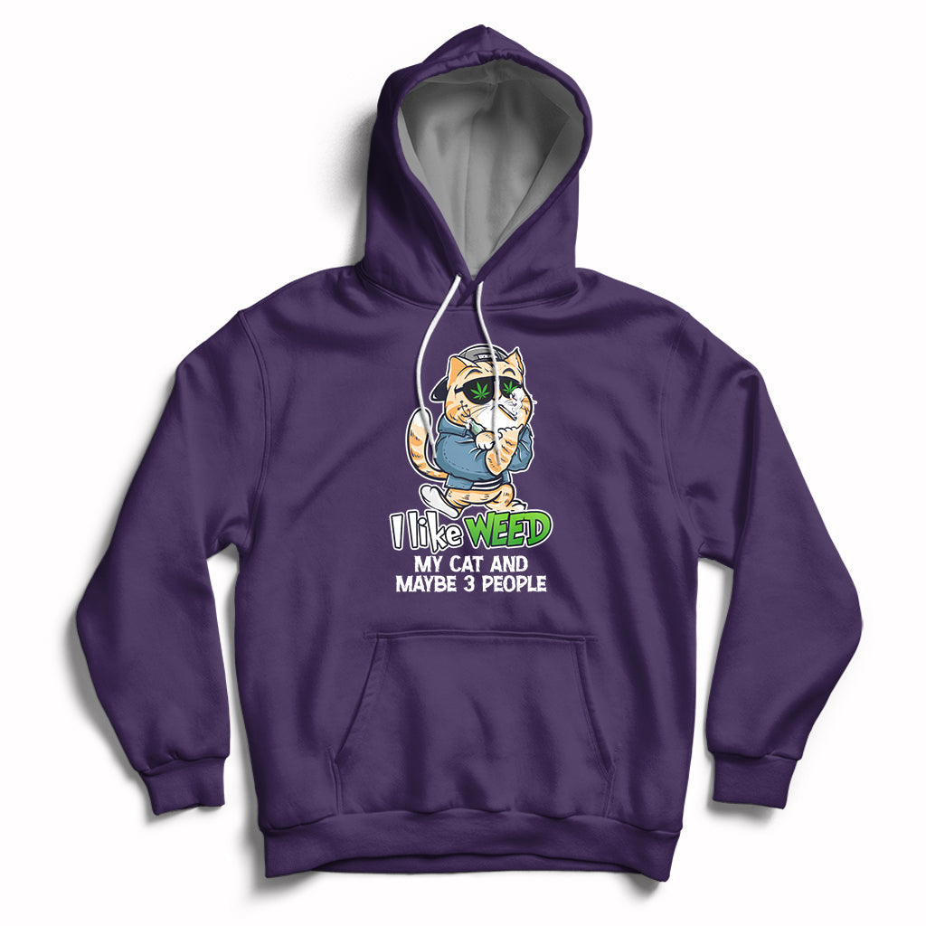 Purple cat graphic hoodie with drawstring hood and front kangaroo pocket