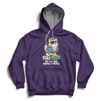 Purple cat graphic hoodie with drawstring hood and front kangaroo pocket