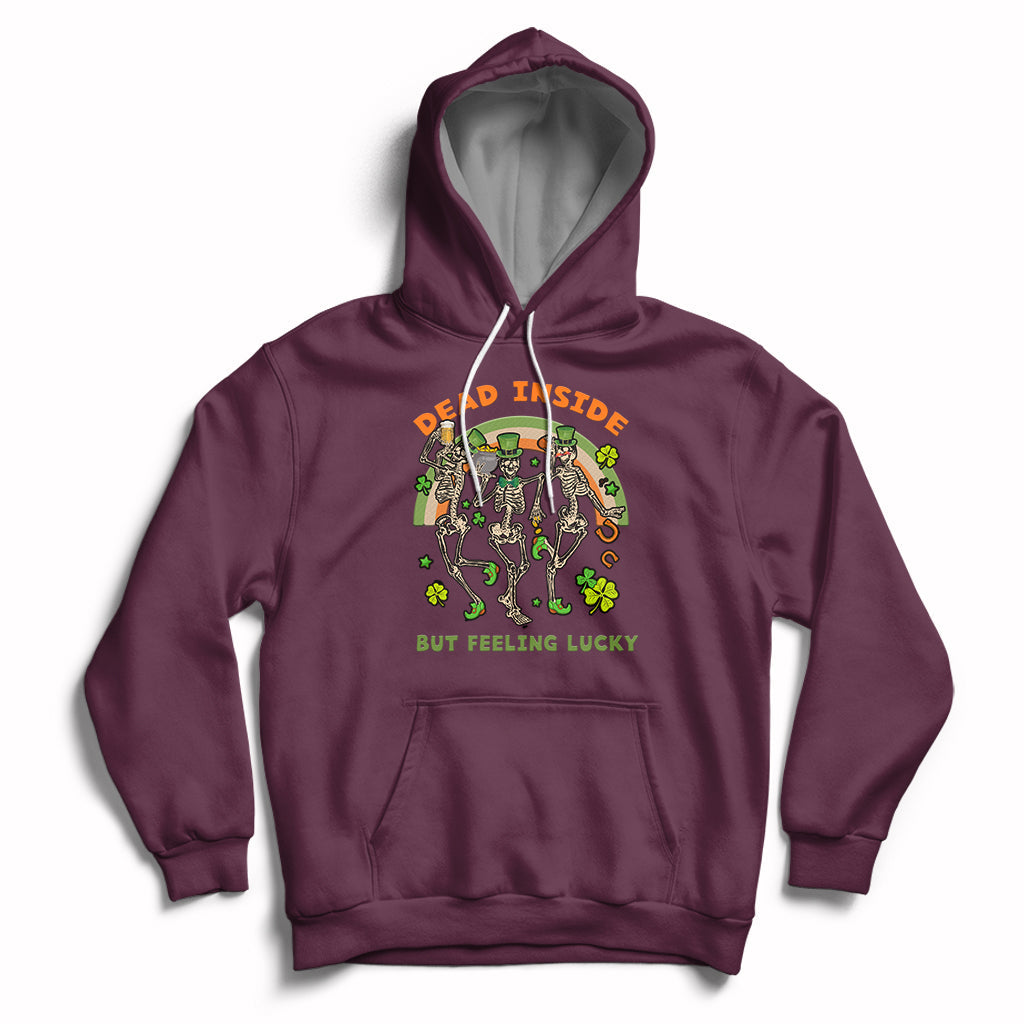 Dead Inside But Feeling Lucky Skeleton St Patrick's Day Beer Hoodie - Wonder Print Shop