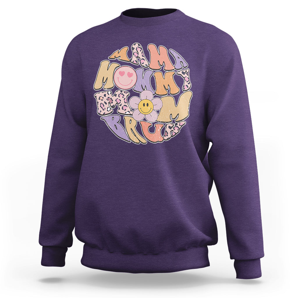 Mama Mommy Mom Bruh Mommy And Me Mother's Day Gifts Groovy Sweatshirt - Wonder Print Shop