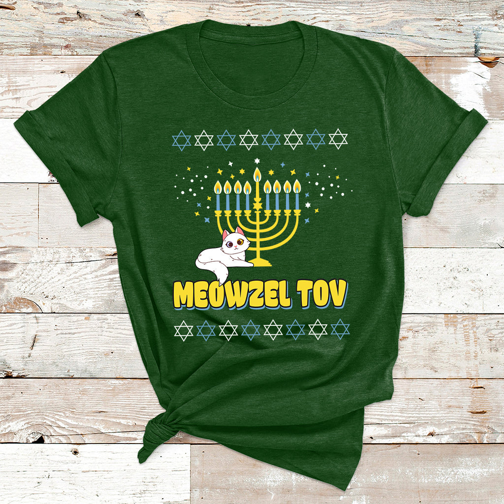 Meowzel Tov Black Cat Funny Hanukkah Chanukah Men Women Kids T Shirt - Wonder Print Shop