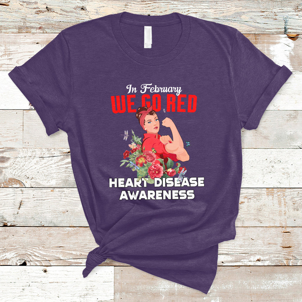 In February We Go Red American Heart Disease Awareness T-Shirt - Wonder Print Shop