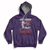 Hit Hard Run Fast Turn Left Baseball Softball Fan Player Hoodie - Wonder Print Shop