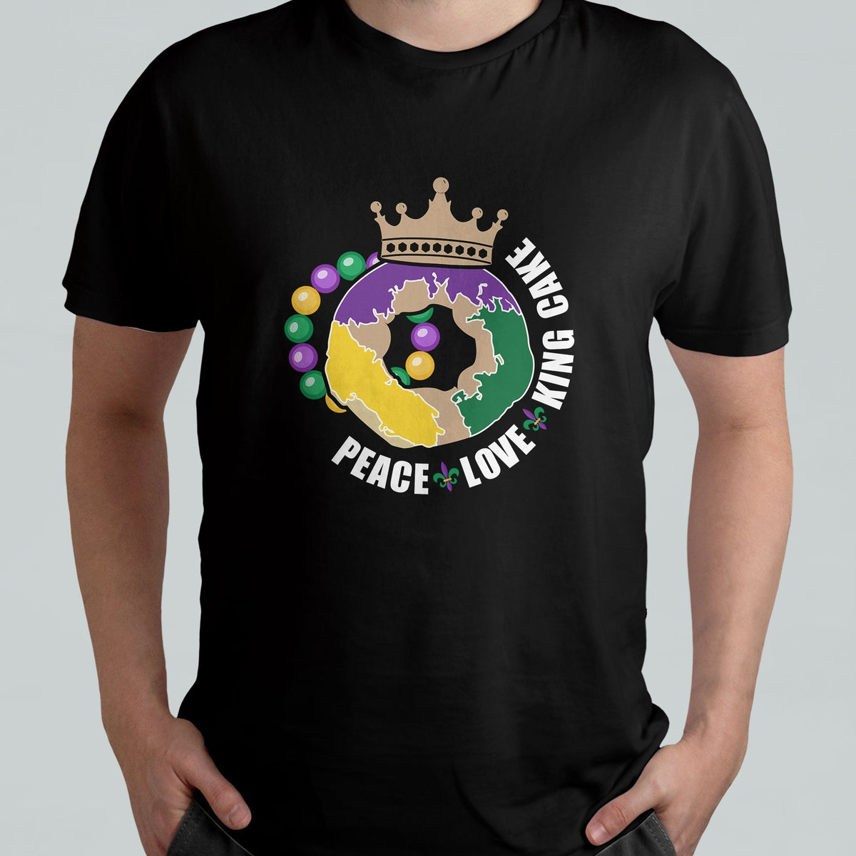 Peace Love King Cake Mardi Gras Party Carnival Costume Hoodie - Wonder Print Shop