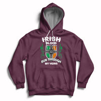 Maroon pullover hoodie with front graphic and kangaroo pocket, drawstring hood