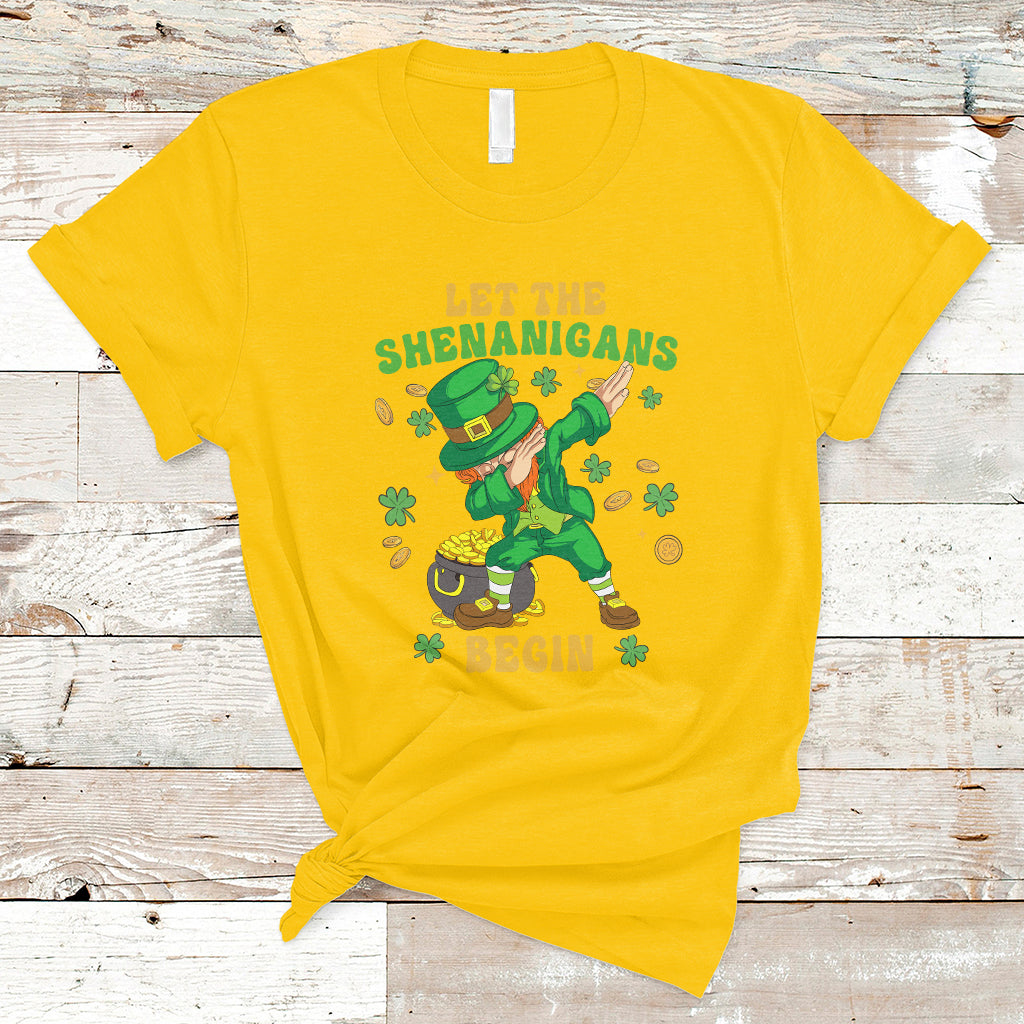 Let The Shenanigans Begin St Patricks Day Dabbing Leprechaun T-Shirt - Wonder Print Shop