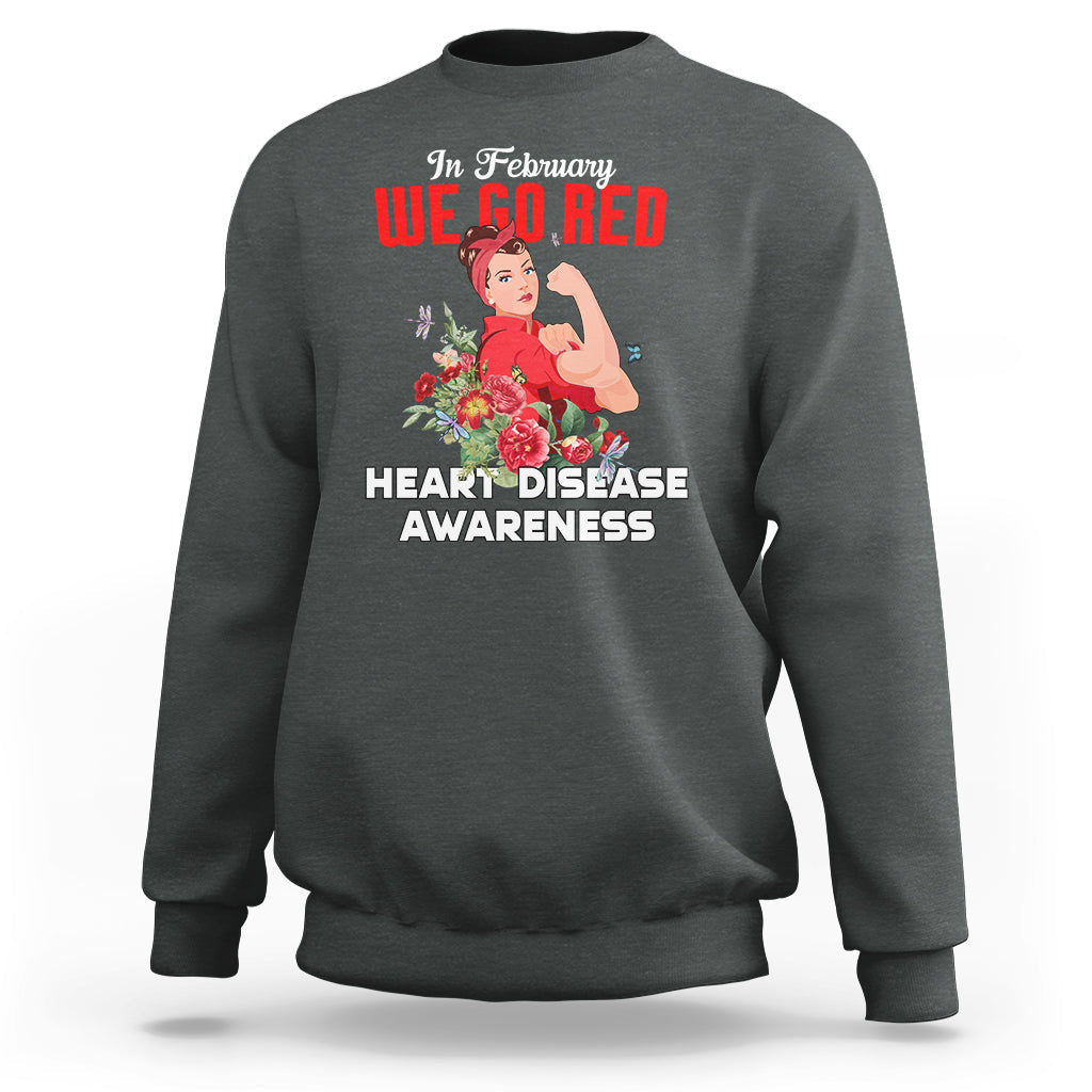 In February We Go Red American Heart Disease Awareness Sweatshirt - Wonder Print Shop