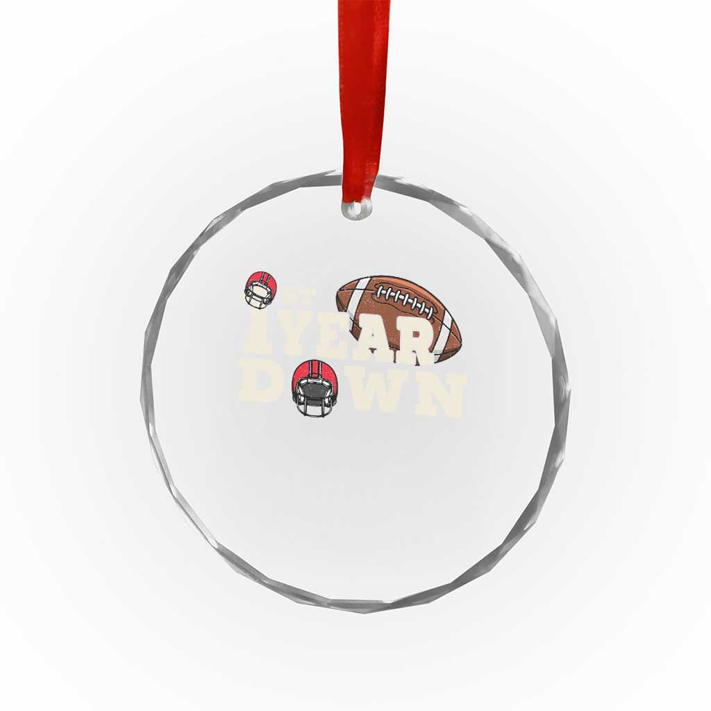 1st Year Down Football Crystal Glass Ornament Touchdown One First Birthday Infant Baby Boy - Wonder Print Shop