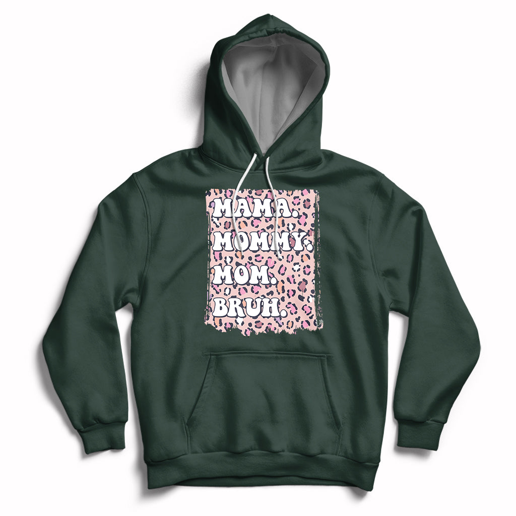 Mama Mommy Mom Bruh Mommy And Me Pink Leopard Mother's Day Gifts Hoodie - Wonder Print Shop