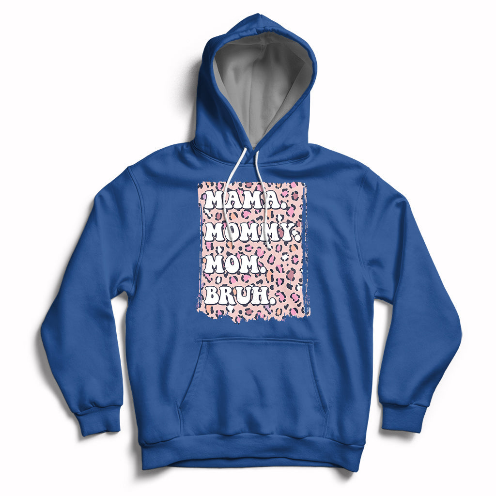 Mama Mommy Mom Bruh Mommy And Me Pink Leopard Mother's Day Gifts Hoodie - Wonder Print Shop