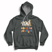 Charcoal heather pullover hoodie with front pocket and “100 Days Smarter” graphic