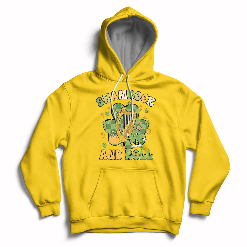 Shamrock 'N Roll St. Patrick's Day Irish Music Harp Design Hoodie - Wonder Print Shop