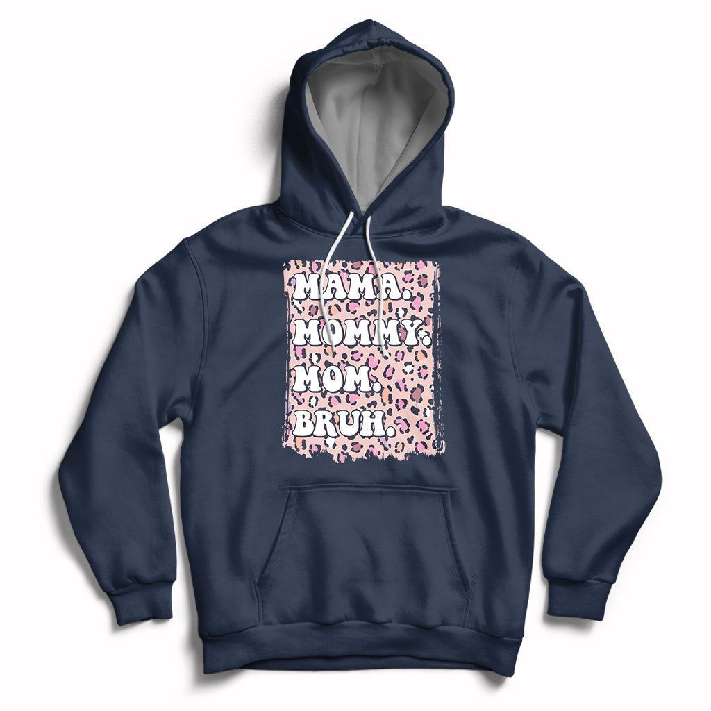 Mama Mommy Mom Bruh Mommy And Me Pink Leopard Mother's Day Gifts Hoodie - Wonder Print Shop