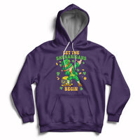 Purple St. Patrick's Day hoodie with hood, kangaroo pocket, dabbing leprechaun graphic