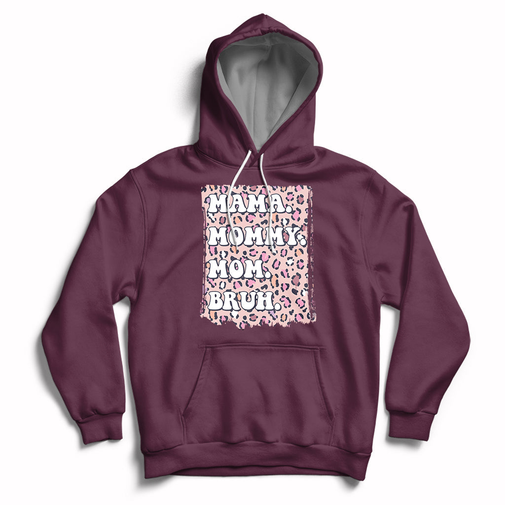 Mama Mommy Mom Bruh Mommy And Me Pink Leopard Mother's Day Gifts Hoodie - Wonder Print Shop