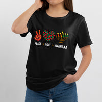 Happy Kwanzaa Peace Love Kwanzaa African, Hanukkah Holiday T Shirt - Wonder Print Shop
