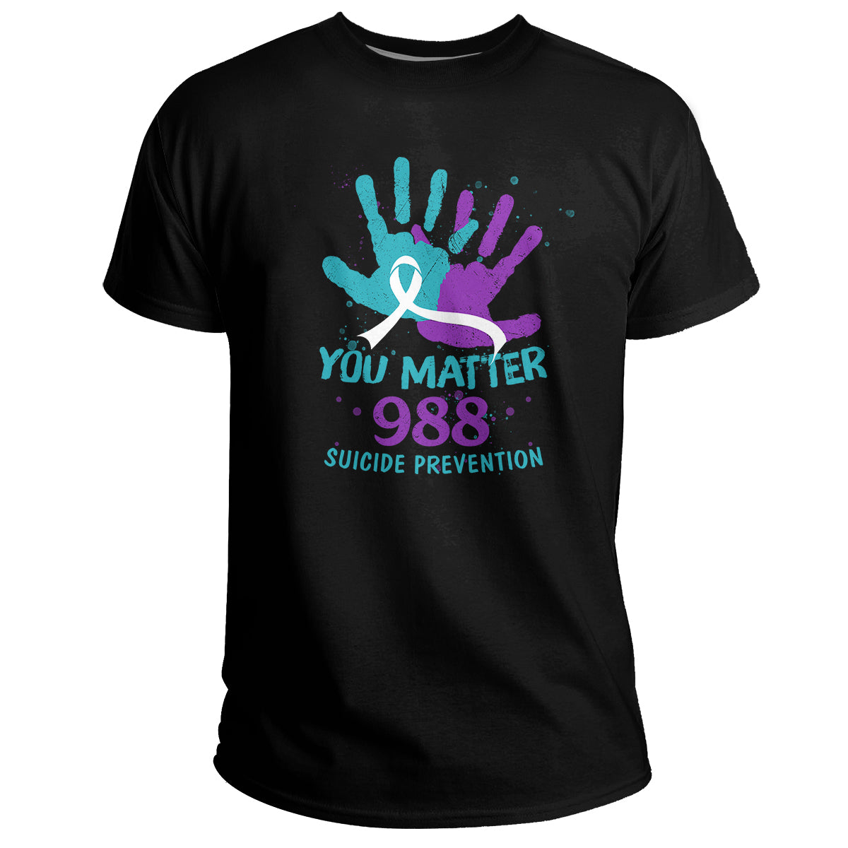 You Matter 988 Suicide Prevention Teal and Purple Ribbon, Awareness T Shirt - Wonder Print Shop