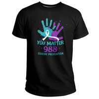 You Matter 988 Suicide Prevention Teal and Purple Ribbon, Awareness T Shirt - Wonder Print Shop