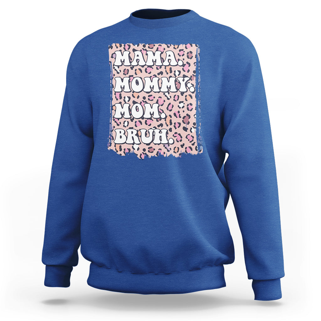 Mama Mommy Mom Bruh Mommy And Me Pink Leopard Mother's Day Gifts Sweatshirt - Wonder Print Shop