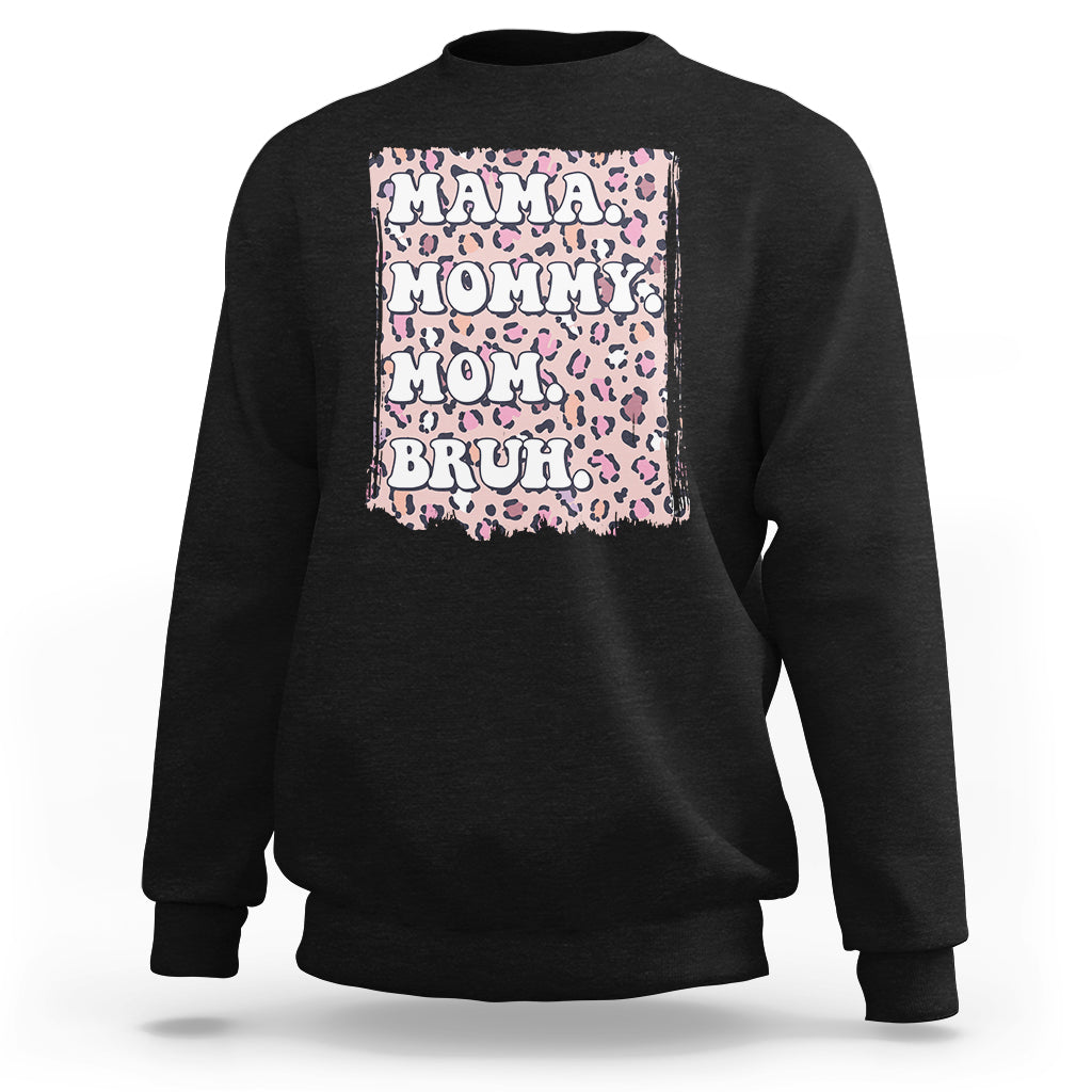 Mama Mommy Mom Bruh Mommy And Me Pink Leopard Mother's Day Gifts Sweatshirt - Wonder Print Shop