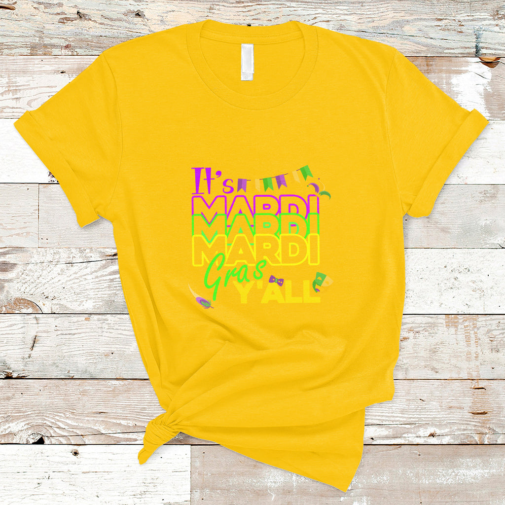 It's Mardi Gras Y'all Shrove Tuesday Beads Blings Costume T Shirt - Wonder Print Shop