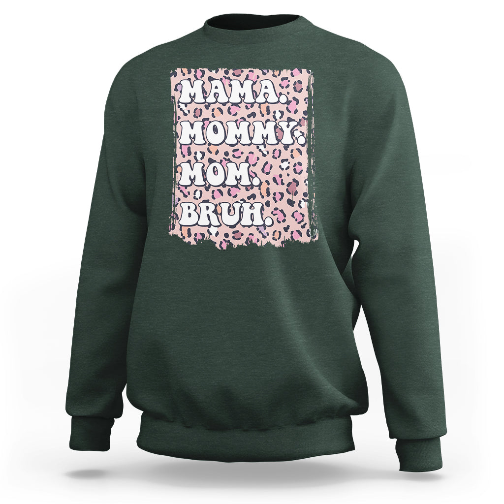 Mama Mommy Mom Bruh Mommy And Me Pink Leopard Mother's Day Gifts Sweatshirt - Wonder Print Shop