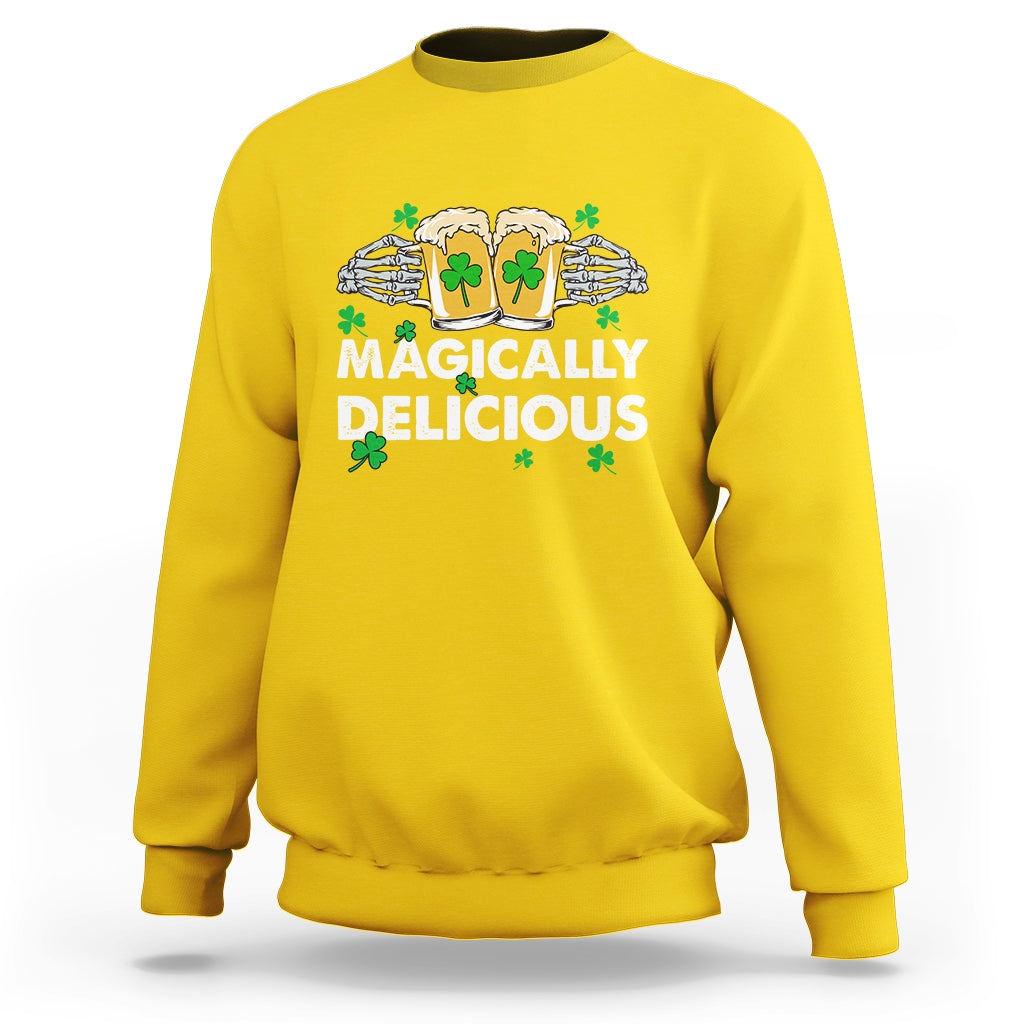 Magically Delicious St Patricks Day Skeleton Charms Shmarock Sweatshirt - Wonder Print Shop