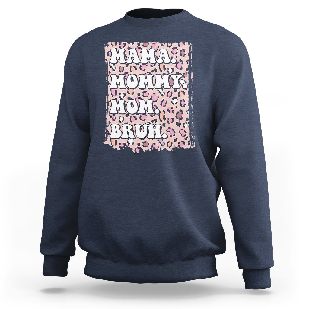 Mama Mommy Mom Bruh Mommy And Me Pink Leopard Mother's Day Gifts Sweatshirt - Wonder Print Shop