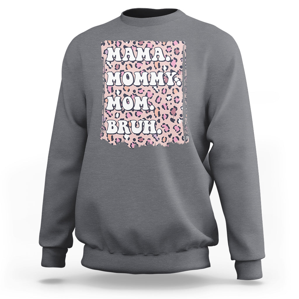 Mama Mommy Mom Bruh Mommy And Me Pink Leopard Mother's Day Gifts Sweatshirt - Wonder Print Shop
