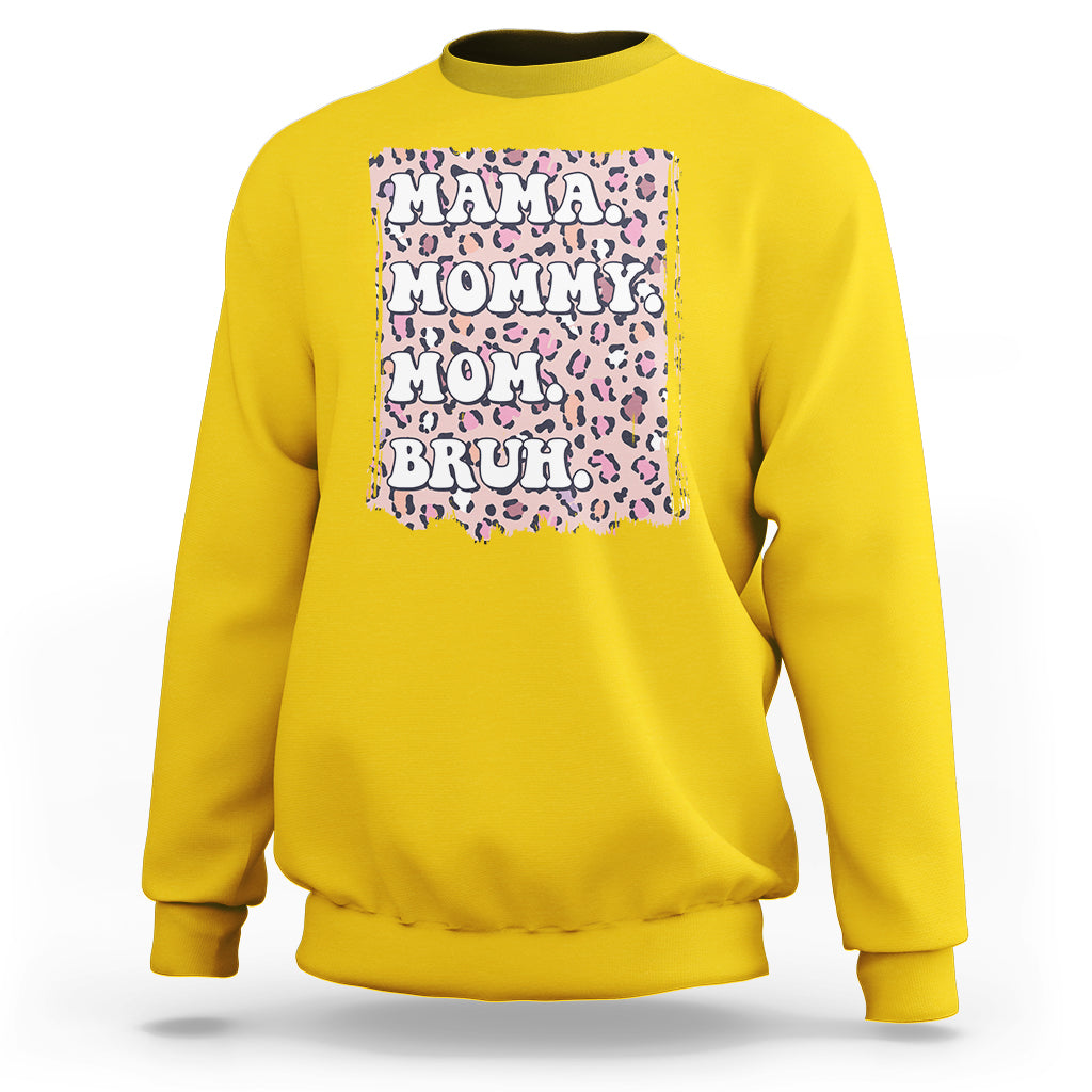 Mama Mommy Mom Bruh Mommy And Me Pink Leopard Mother's Day Gifts Sweatshirt - Wonder Print Shop