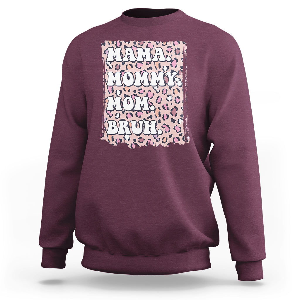 Mama Mommy Mom Bruh Mommy And Me Pink Leopard Mother's Day Gifts Sweatshirt - Wonder Print Shop