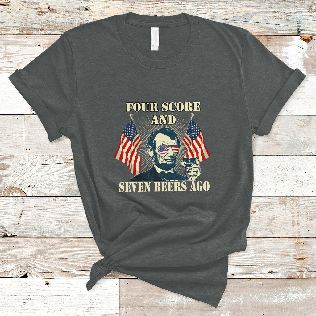 Drinking Like Lincoln 4th of July Abraham American Flag T-Shirt - Wonder Print Shop