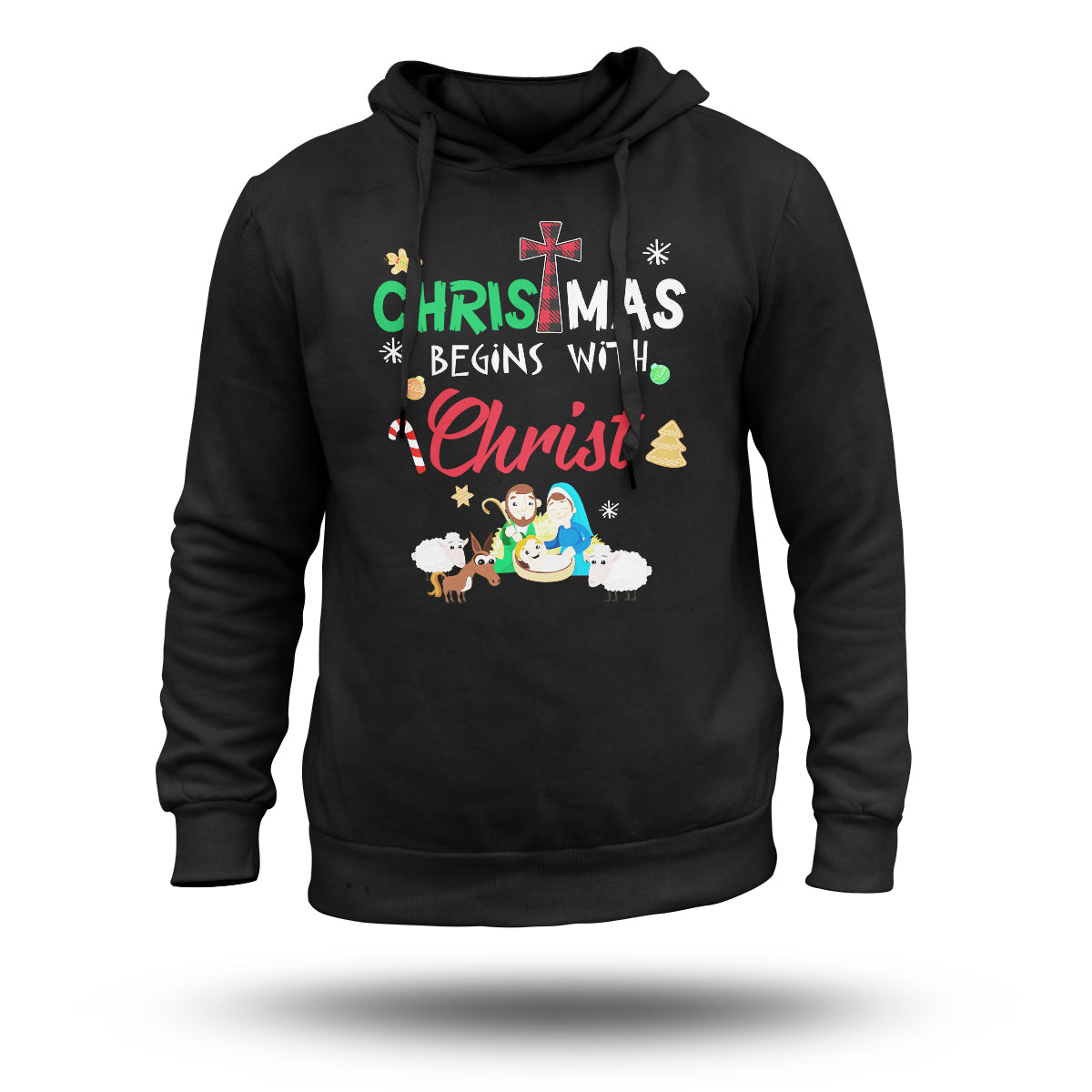 Christmas Begin with Christ Birthday Jesus Christians, Christant Hoodie - Wonder Print Shop