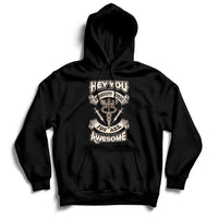 Black nurse-themed hoodie with front graphic, pullover hood and drawstrings
