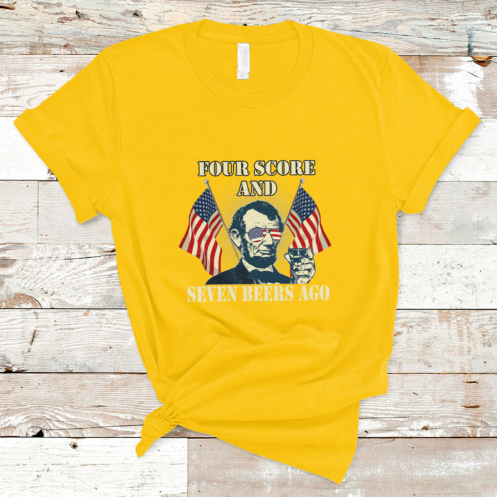 Drinking Like Lincoln 4th of July Abraham American Flag T-Shirt - Wonder Print Shop