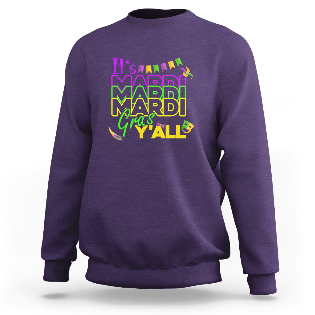 It's Mardi Gras Y'all Shrove Tuesday Beads Blings Costume Sweatshirt - Wonder Print Shop