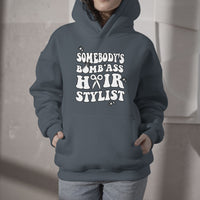 Somebody's Bomb Ass Hairstylist Groovy Funny Fine Ass Career Hoodie - Wonder Print Shop