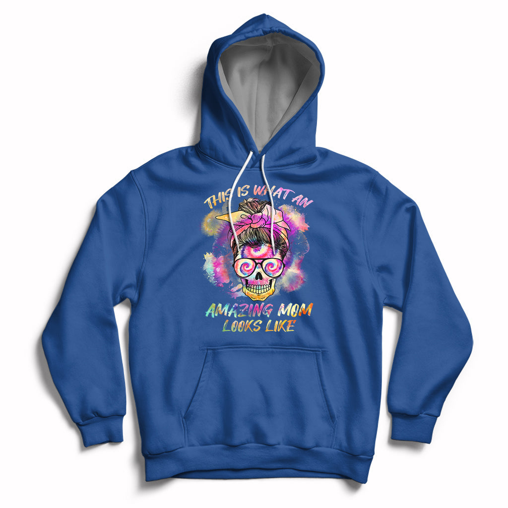 Womens This Is What An Amazing Mom Looks Like Messy Bun Funny Mother's Day Gift Hoodie - Wonder Print Shop