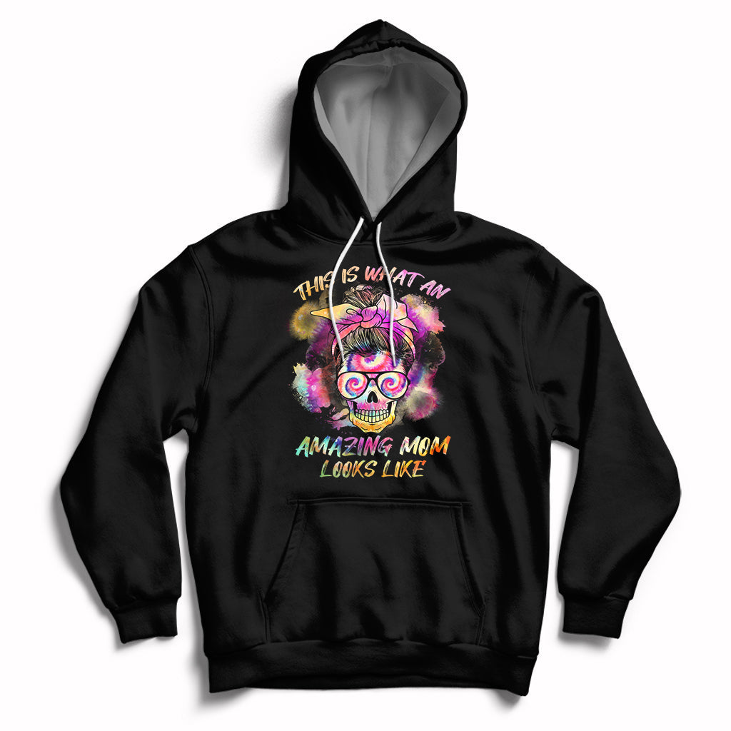 Womens This Is What An Amazing Mom Looks Like Messy Bun Funny Mother's Day Gift Hoodie - Wonder Print Shop