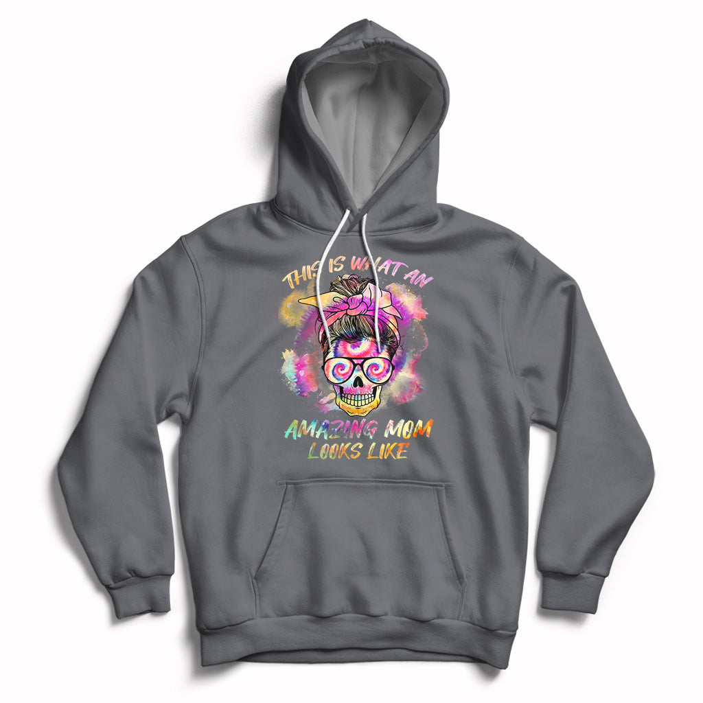 Womens This Is What An Amazing Mom Looks Like Messy Bun Funny Mother's Day Gift Hoodie - Wonder Print Shop