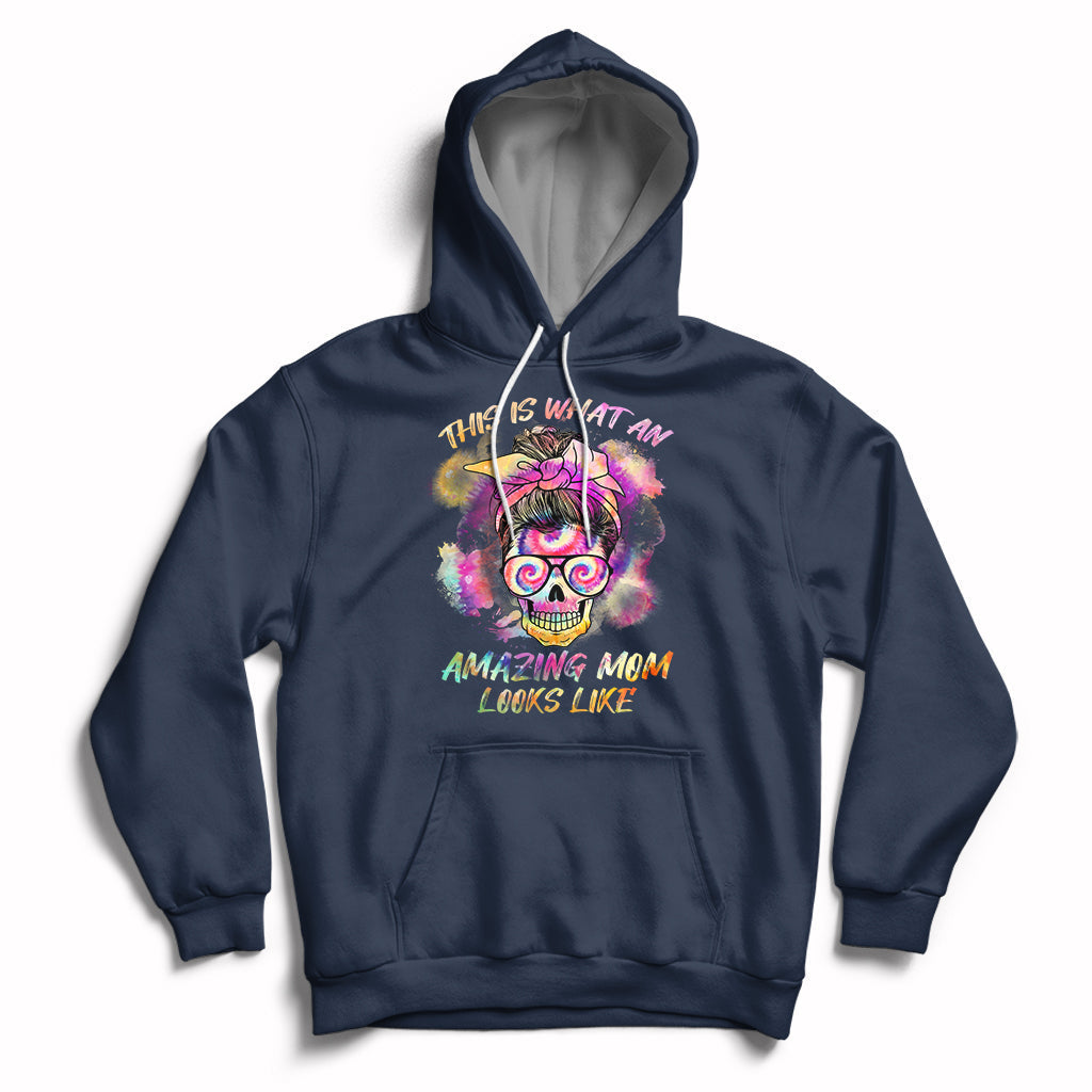 Womens This Is What An Amazing Mom Looks Like Messy Bun Funny Mother's Day Gift Hoodie - Wonder Print Shop