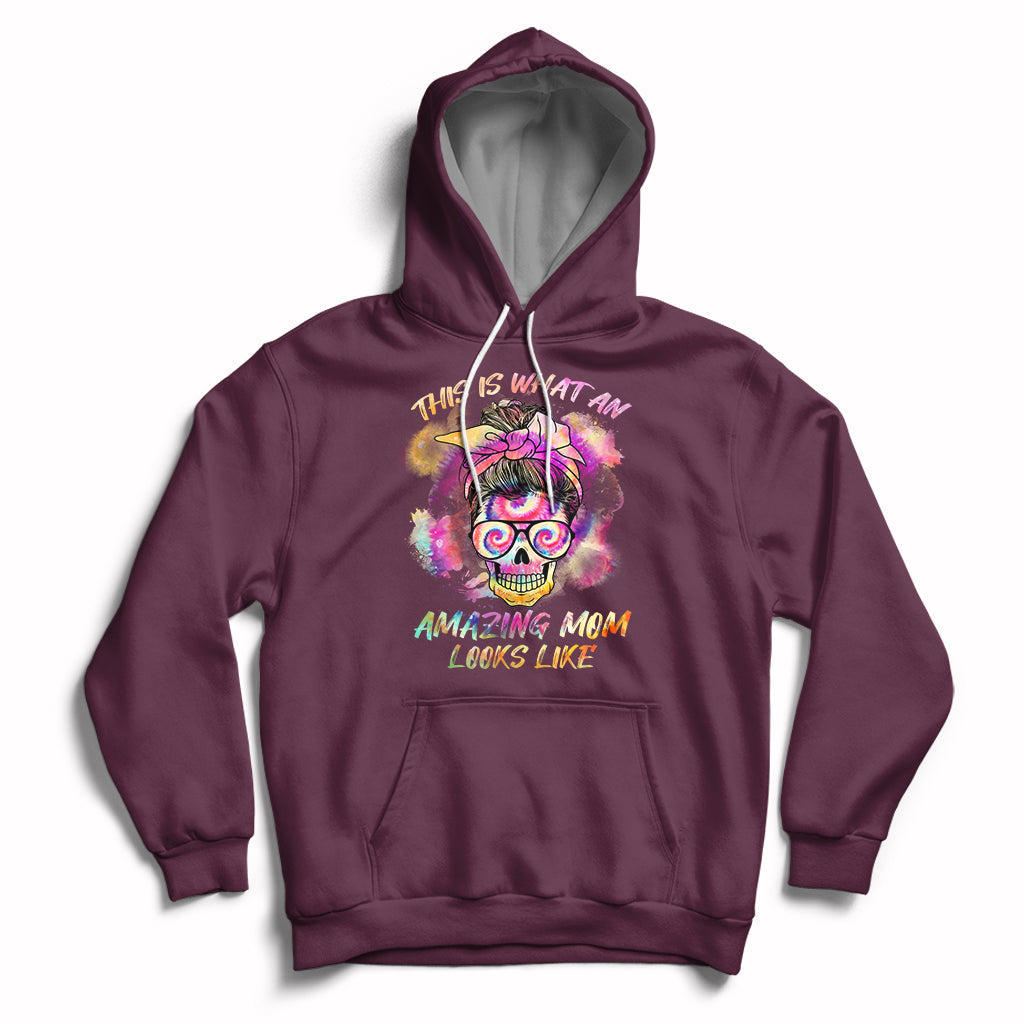 Womens This Is What An Amazing Mom Looks Like Messy Bun Funny Mother's Day Gift Hoodie - Wonder Print Shop