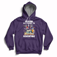 Reading Is A Ticket To Adventure Student Teacher Reading Book Lover Hoodie - Wonder Print Shop