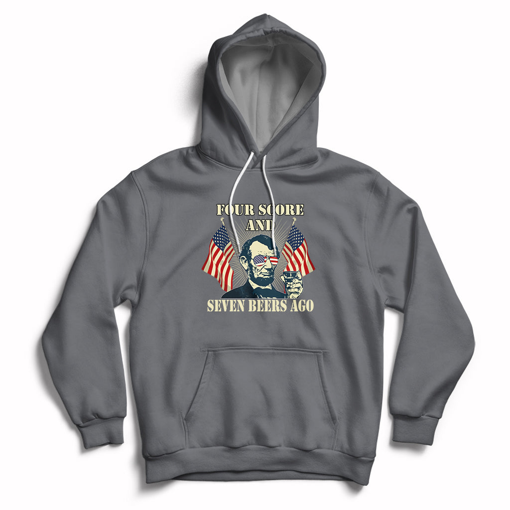 Drinking Like Lincoln 4th of July Abraham American Flag Hoodie - Wonder Print Shop