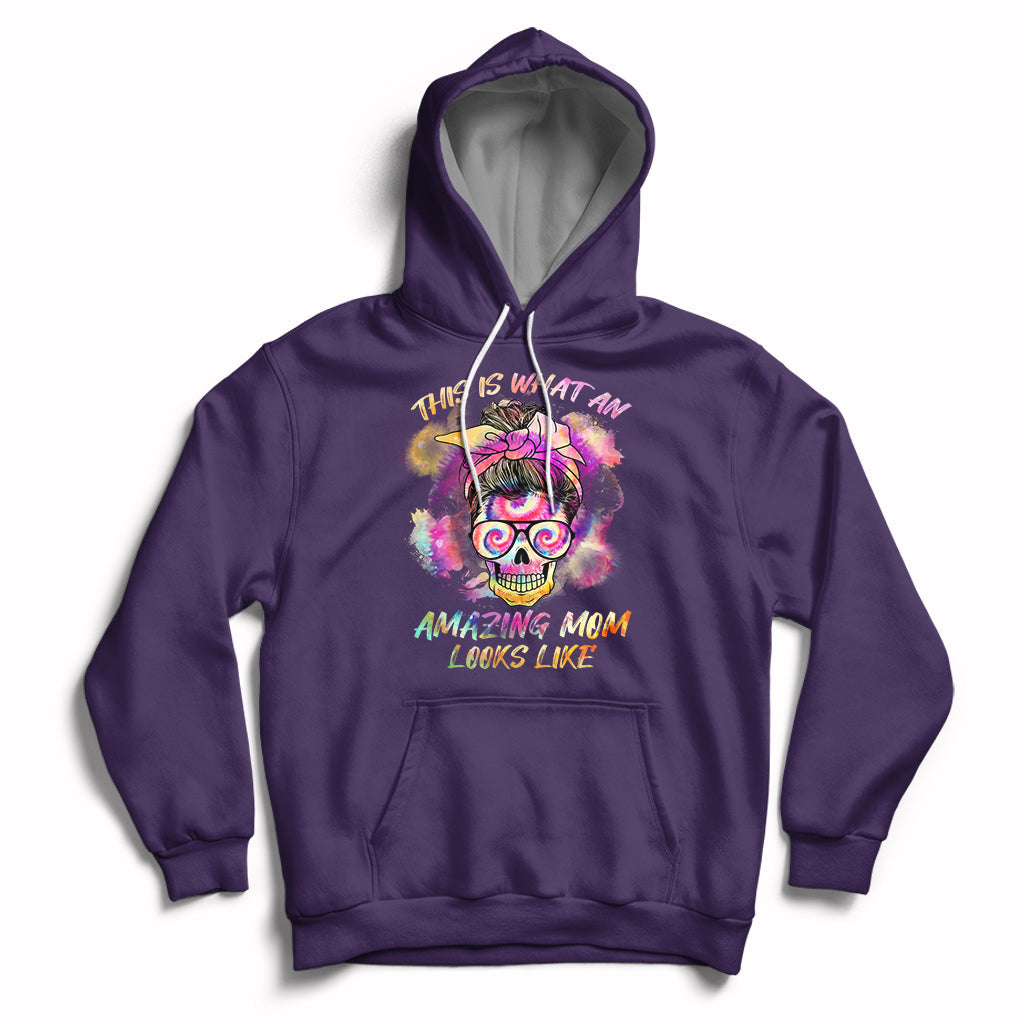 Womens This Is What An Amazing Mom Looks Like Messy Bun Funny Mother's Day Gift Hoodie - Wonder Print Shop
