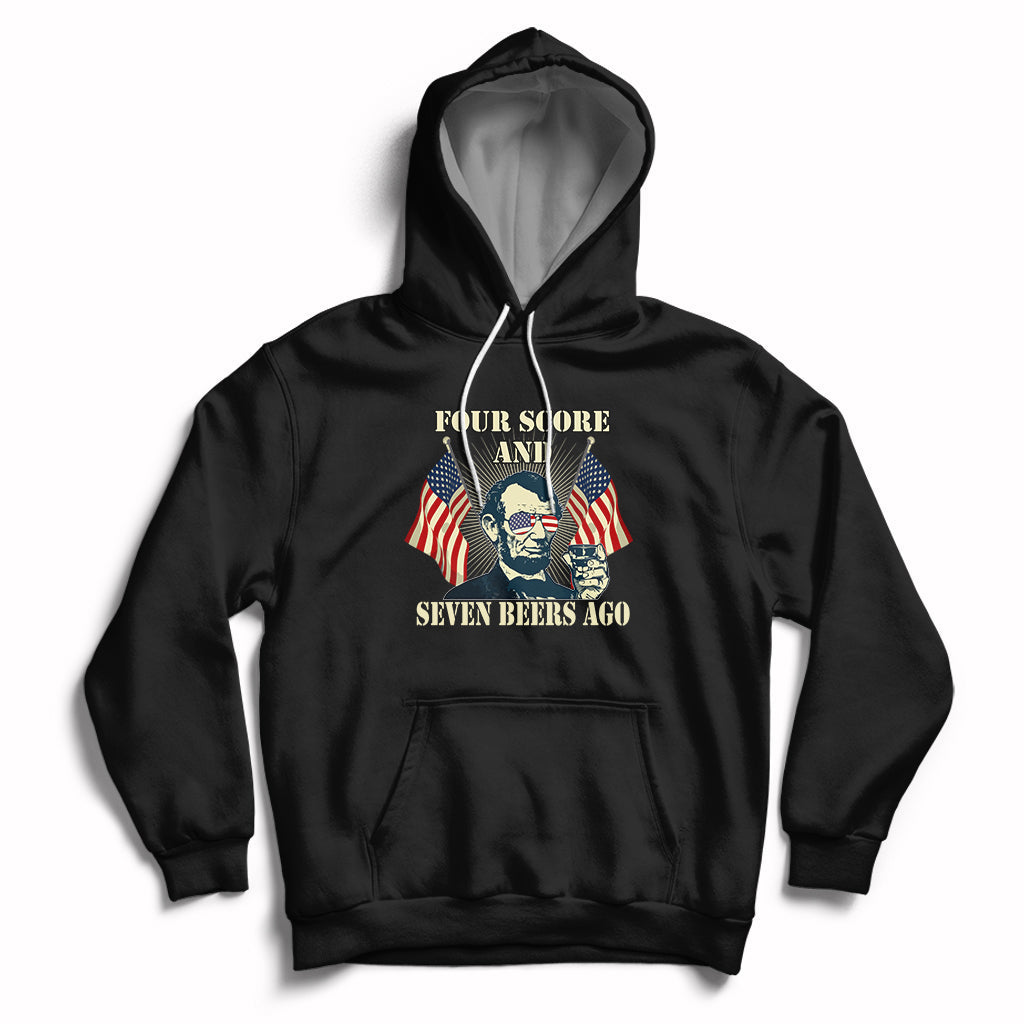 Drinking Like Lincoln 4th of July Abraham American Flag Hoodie - Wonder Print Shop
