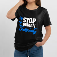 Stop Human Trafficking Blue Ribbon, Awareness T Shirt - Wonder Print Shop