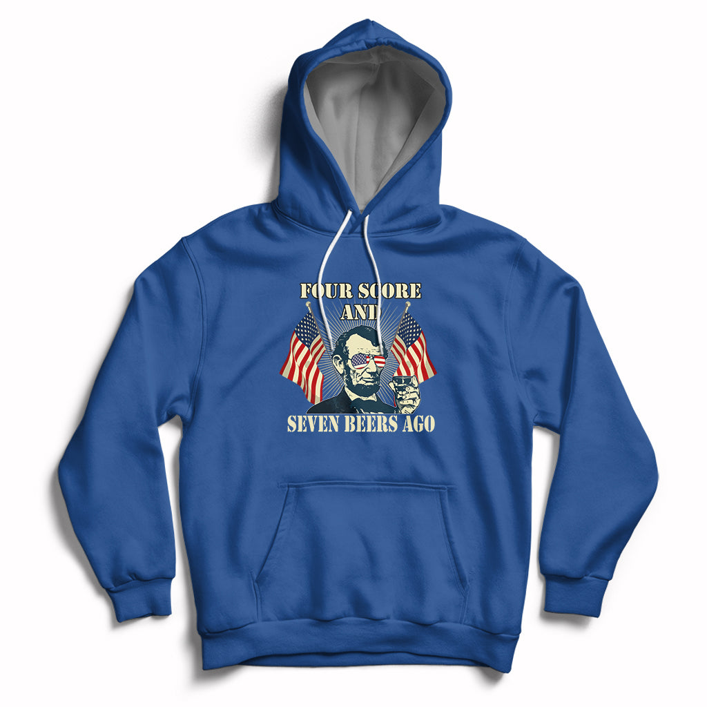 Drinking Like Lincoln 4th of July Abraham American Flag Hoodie - Wonder Print Shop