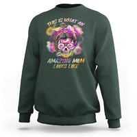 Womens This Is What An Amazing Mom Looks Like Messy Bun Funny Mother's Day Gift Sweatshirt - Wonder Print Shop